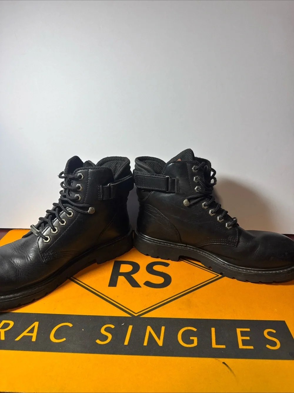 Harley Davidson Mens 11 Black Leather Motorcycle  Boots 91017
